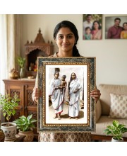 Mother Sri Sarada Goddess Decorative Photo Frame With White Mount | Premium Wall & Tabletop Picture Frame | Home, Office & Temple Decoration | 10x14 Inch (Pack Of 1) (F33163)