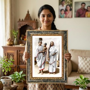 Mother Sri Sarada Goddess Decorative Photo Frame With White Mount | Premium Wall & Tabletop Picture Frame | Home, Office & Temple Decoration | 10x14 Inch (Pack Of 1) (F33163)