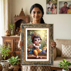Tridevei Decorative Photo Frame With White Mount | Premium Wall & Tabletop Picture Frame | Home, Office & Temple Decoration | 12x16 Inch (Pack Of 1) (F31548) Tridevei Decorative Photo Frame With White Mount | Premium Wall & Tabletop Picture Frame | Home, Office & Temple Decoration | 12x16 Inch (Pack Of 1) (F31548)