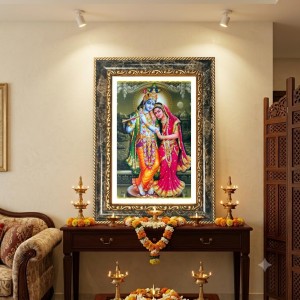 Radhaa Krishna Decorative Photo Frame With White Mount | Premium Wall & Tabletop Picture Frame | Home, Office & Temple Decoration | 8x12 Inch (Pack Of 1) (F31421)