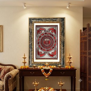 Mandal Art Decorative Photo Frame With White Mount | Premium Wall & Tabletop Picture Frame | Home, Office & Temple Decoration | 10x14 Inch (Pack Of 1) (F31575)