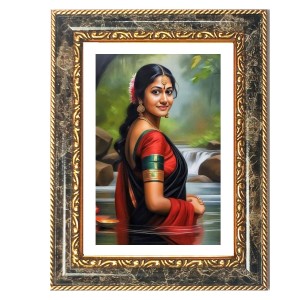 Woman Portrait Decorative Photo Frame With White Mount | Premium Wall & Tabletop Picture Frame | Home, Office & Temple Decoration | 8x12 Inch (Pack Of 1) (F31325)