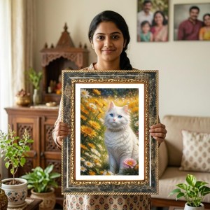 White Cat Decorative Photo Frame With White Mount | Premium Wall & Tabletop Picture Frame | Home, Office & Temple Decoration | 8x12 Inch (Pack Of 1) (F32977) White Cat Decorative Photo Frame With White Mount | Premium Wall & Tabletop Picture Frame | Home, Office & Temple Decoration | 8x12 Inch (Pack Of 1) (F32977)