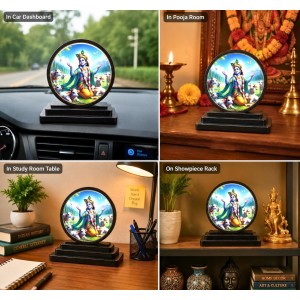 Car Dashboard Wooden Lord Krishna Showpiece | 4 X 4.5 Inch Sublimation Printed Decorative Stand | 4 Mm MDF | Home Decor | Made in India (F33696) Car Dashboard Wooden Lord Krishna Showpiece | 4 X 4.5 Inch Sublimation Printed Decorative Stand | 4 Mm MDF | Home Decor | Made in India (F33696)