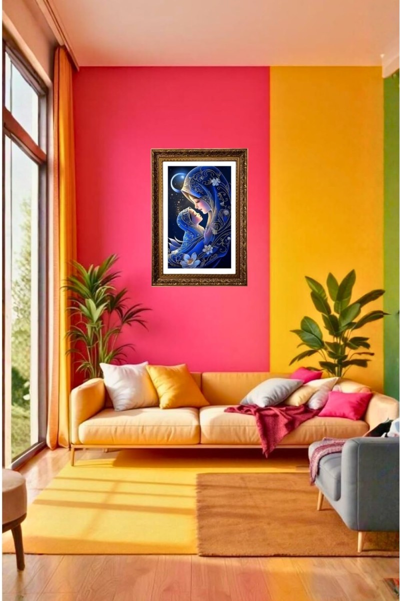 Virgin Mary And Baby Jesus Big Photo Frame - 20x28 Inches For Home,Temple & Office Decoration (F11258)