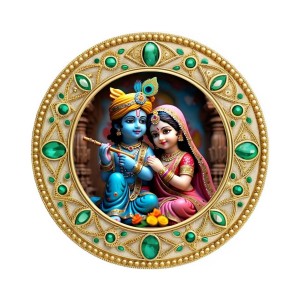 Lord Krishna and Radhaa Fridge Magnet Wooden | Glossy Sublimation Print | 4x4 Inch | Strong Magnet Back | Decorative Magnet for Fridge, Almirah & Temple Decor (F23780)