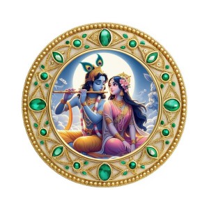 Lord Krishna and Radhaa Fridge Magnet Wooden | Glossy Sublimation Print | 4x4 Inch | Strong Magnet Back | Decorative Magnet for Fridge, Almirah & Temple Decor (F23766)