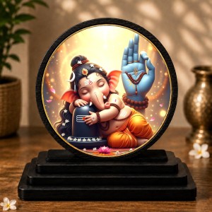 Car Dashboard Wooden Little Ganeshaa & Lord Shiva Showpiece | 4 X 4.5 Inch Sublimation Printed Decorative Stand | 4 Mm MDF | Home Decor | Made in India (F33329) Car Dashboard Wooden Little Ganeshaa & Lord Shiva Showpiece | 4 X 4.5 Inch Sublimation Printed Decorative Stand | 4 Mm MDF | Home Decor | Made in India (F33329)