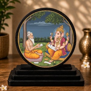 Car Dashboard Wooden Ved Vyasa & Ganeshaa Writing Mahabharata Showpiece | 4 X 4.5 Inch Sublimation Printed Decorative Stand | 4 Mm MDF | Home Decor | Made in India (F33585) Car Dashboard Wooden Ved Vyasa & Ganeshaa Writing Mahabharata Showpiece | 4 X 4.5 Inch Sublimation Printed Decorative Stand | 4 Mm MDF | Home Decor | Made in India (F33585)