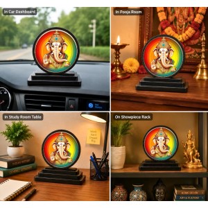 Car Dashboard Wooden Lord Ganeshaa Showpiece | 4 X 4.5 Inch Sublimation Printed Decorative Stand | 4 Mm MDF | Home Decor | Made in India (F33522) Car Dashboard Wooden Lord Ganeshaa Showpiece | 4 X 4.5 Inch Sublimation Printed Decorative Stand | 4 Mm MDF | Home Decor | Made in India (F33522)