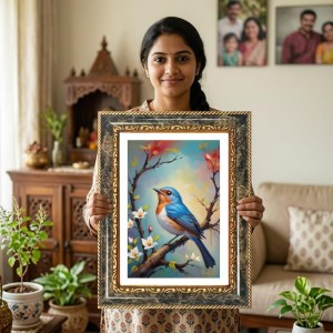 Rama And Sita Decorative Photo Frame With White Mount | Premium Wall & Tabletop Picture Frame | Home, Office & Temple Decoration | 12x16 Inch (Pack Of 1) (F32493)
