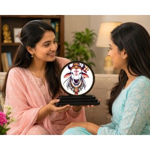 Car Dashboard Wooden Nandi Maharaj Showpiece | 4 X 4.5 Inch Sublimation Printed Decorative Stand | 4 Mm MDF | Home Decor | Made in India (F33568)