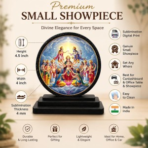 Car Dashboard Wooden Goddess Durga Showpiece | 4 X 4.5 Inch Sublimation Printed Decorative Stand | 4 Mm MDF | Home Decor | Made in India (F33492)