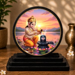 Car Dashboard Wooden Lord Ganeshaa Worshiping A Shivling Showpiece | 4 X 4.5 Inch Sublimation Printed Decorative Stand | 4 Mm MDF | Home Decor | Made in India (F33278) Car Dashboard Wooden Lord Ganeshaa Worshiping A Shivling Showpiece | 4 X 4.5 Inch Sublimation Printed Decorative Stand | 4 Mm MDF | Home Decor | Made in India (F33278)
