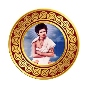 Paramahansa Yogananda Fridge Magnet Wooden | Glossy Sublimation Print | 4x4 Inch | Strong Magnet Back | Decorative Magnet for Fridge, Almirah & Temple Decor (F23736)