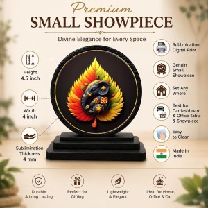 Car Dashboard Wooden Lord Ganeshaa Showpiece | 4 X 4.5 Inch Sublimation Printed Decorative Stand | 4 Mm MDF | Home Decor | Made in India (F33373)