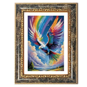 Rainbow Eagle Design Decorative Photo Frame With White Mount | Premium Wall & Tabletop Picture Frame | Home, Office & Temple Decoration | 10x14 Inch (Pack Of 1) (F32574)