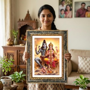 Shiva And Parvati Decorative Photo Frame With White Mount | Premium Wall & Tabletop Picture Frame | Home, Office & Temple Decoration | 8x12 Inch (Pack Of 1) (F32532) Shiva And Parvati Decorative Photo Frame With White Mount | Premium Wall & Tabletop Picture Frame | Home, Office & Temple Decoration | 8x12 Inch (Pack Of 1) (F32532)
