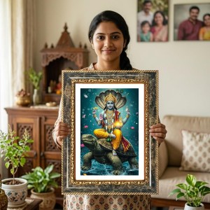 Rama Sita Decorative Photo Frame With White Mount | Premium Wall & Tabletop Picture Frame | Home, Office & Temple Decoration | 12x16 Inch (Pack Of 1) (F33124)