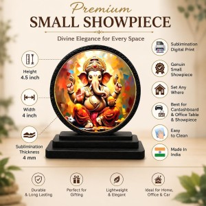 Car Dashboard Wooden Lord Ganeshaa Showpiece | 4 X 4.5 Inch Sublimation Printed Decorative Stand | 4 Mm MDF | Home Decor | Made in India (F33553) Car Dashboard Wooden Lord Ganeshaa Showpiece | 4 X 4.5 Inch Sublimation Printed Decorative Stand | 4 Mm MDF | Home Decor | Made in India (F33553)