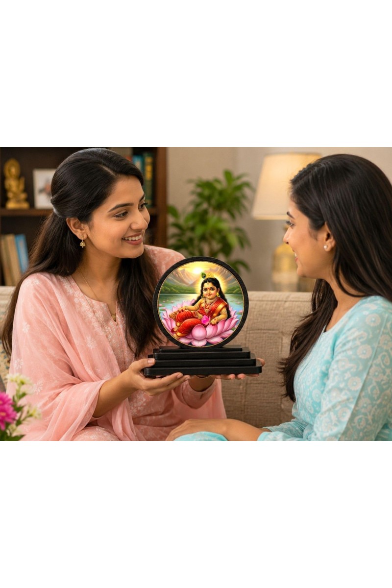 Car Dashboard Wooden Bala Tripura Sundari Showpiece | 4 X 4.5 Inch Sublimation Printed Decorative Stand | 4 Mm MDF | Home Decor | Made in India (F33326)