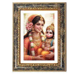 Hanuman Decorative Photo Frame With White Mount | Premium Wall & Tabletop Picture Frame | Home, Office & Temple Decoration | 10x14 Inch (Pack Of 1) (F31584)