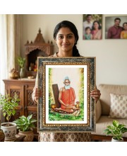 Shiva And Parvati Decorative Photo Frame With White Mount | Premium Wall & Tabletop Picture Frame | Home, Office & Temple Decoration | 12x16 Inch (Pack Of 1) (F31509)