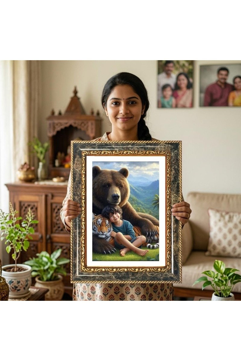 Mowgli Decorative Photo Frame With White Mount | Premium Wall & Tabletop Picture Frame | Home, Office & Temple Decoration | 8x12 Inch (Pack Of 1) (F31540)