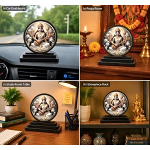 Car Dashboard Wooden Goddess Saraswati Showpiece | 4 X 4.5 Inch Sublimation Printed Decorative Stand | 4 Mm MDF | Home Decor | Made in India (F33378) Car Dashboard Wooden Goddess Saraswati Showpiece | 4 X 4.5 Inch Sublimation Printed Decorative Stand | 4 Mm MDF | Home Decor | Made in India (F33378)