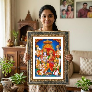 Saraswati Decorative Photo Frame With White Mount | Premium Wall & Tabletop Picture Frame | Home, Office & Temple Decoration | 12x16 Inch (Pack Of 1) (F32585)