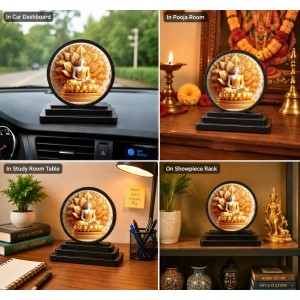 Car Dashboard Wooden Gautam Buddha Showpiece | 4 X 4.5 Inch Sublimation Printed Decorative Stand | 4 Mm MDF | Home Decor | Made in India (F33343) Car Dashboard Wooden Gautam Buddha Showpiece | 4 X 4.5 Inch Sublimation Printed Decorative Stand | 4 Mm MDF | Home Decor | Made in India (F33343)