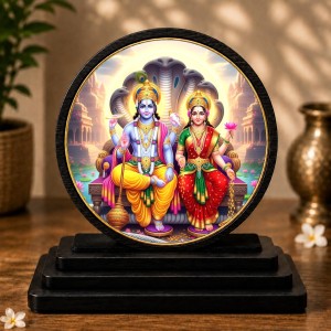 Car Dashboard Wooden Lord Vishnu and Goddess Lakshmi Showpiece | 4 X 4.5 Inch Sublimation Printed Decorative Stand | 4 Mm MDF | Home Decor | Made in India (F33288) Car Dashboard Wooden Lord Vishnu and Goddess Lakshmi Showpiece | 4 X 4.5 Inch Sublimation Printed Decorative Stand | 4 Mm MDF | Home Decor | Made in India (F33288)