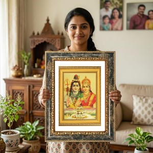 Shiva And Parvati Decorative Photo Frame With White Mount | Premium Wall & Tabletop Picture Frame | Home, Office & Temple Decoration | 8x12 Inch (Pack Of 1) (F31509) Shiva And Parvati Decorative Photo Frame With White Mount | Premium Wall & Tabletop Picture Frame | Home, Office & Temple Decoration | 8x12 Inch (Pack Of 1) (F31509)