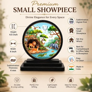 Car Dashboard Wooden Vibrant Jungle Scene Showpiece | 4 X 4.5 Inch Sublimation Printed Decorative Stand | 4 Mm MDF | Home Decor | Made in India (F33467) Car Dashboard Wooden Vibrant Jungle Scene Showpiece | 4 X 4.5 Inch Sublimation Printed Decorative Stand | 4 Mm MDF | Home Decor | Made in India (F33467)