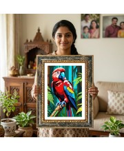 Parrot Decorative Photo Frame With White Mount | Premium Wall & Tabletop Picture Frame | Home, Office & Temple Decoration | 10x14 Inch (Pack Of 1) (F31335)