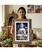 Vishnu Decorative Photo Frame With White Mount | Premium Wall & Tabletop Picture Frame | Home, Office & Temple Decoration | 12x16 Inch (Pack Of 1) (F31491)