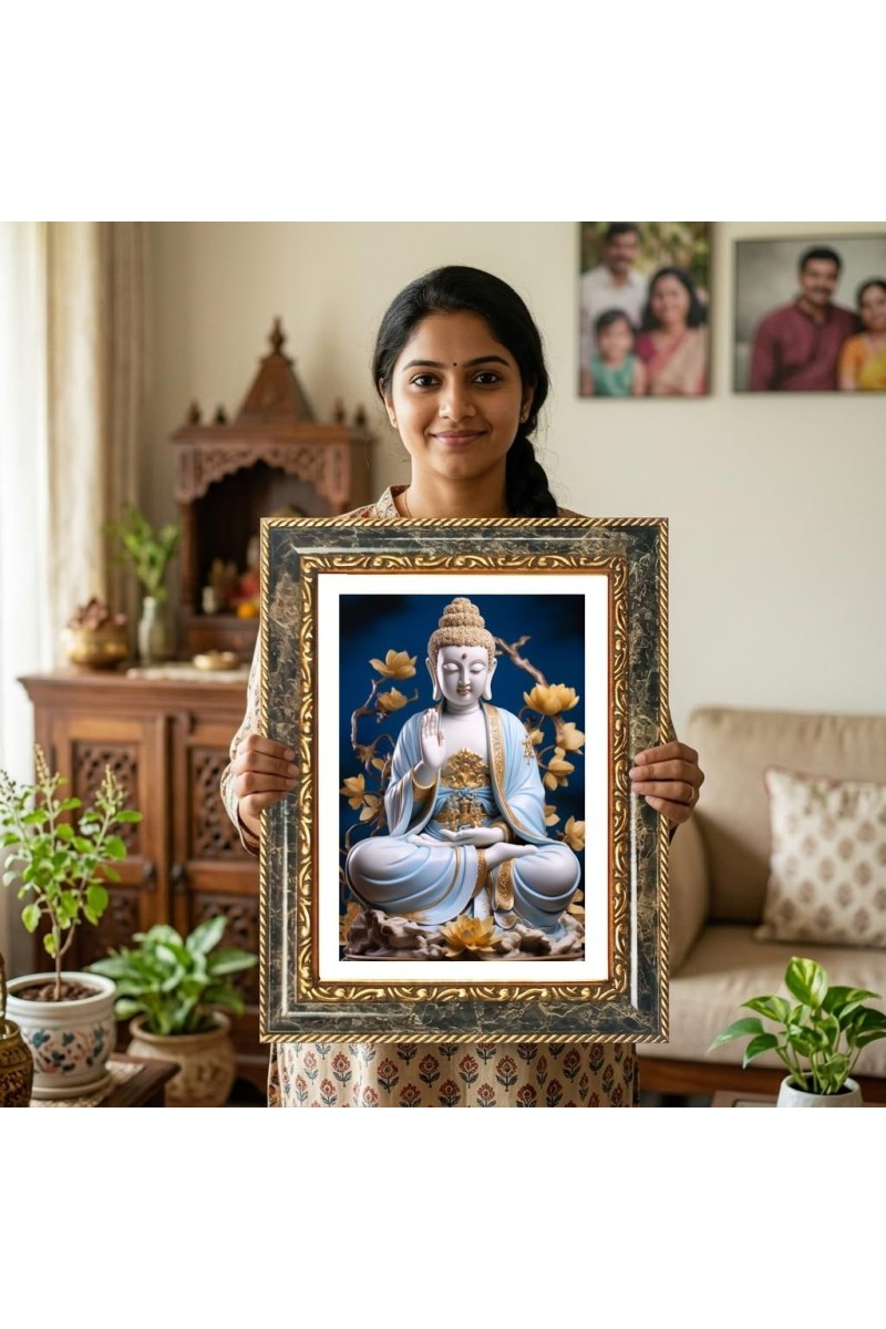 Vishnu Decorative Photo Frame With White Mount | Premium Wall & Tabletop Picture Frame | Home, Office & Temple Decoration | 12x16 Inch (Pack Of 1) (F31492)