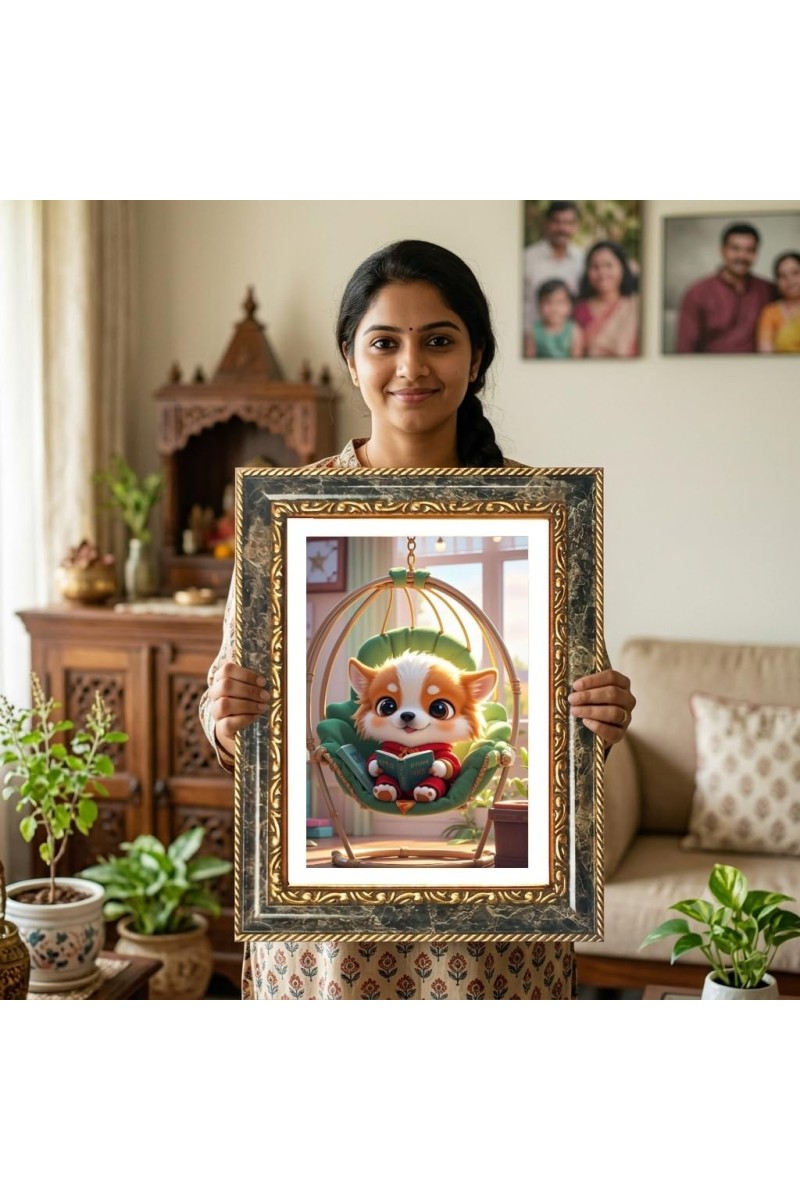 Cat Decorative Photo Frame With White Mount | Premium Wall & Tabletop Picture Frame | Home, Office & Temple Decoration | 10x14 Inch (Pack Of 1) (F31504)