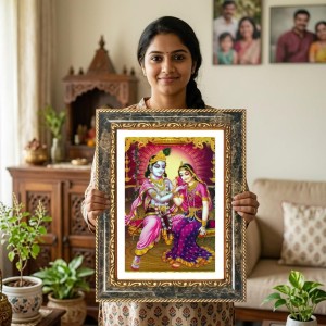 Krishna And Radhaa Decorative Photo Frame With White Mount | Premium Wall & Tabletop Picture Frame | Home, Office & Temple Decoration | 8x12 Inch (Pack Of 1) (F32630) Krishna And Radhaa Decorative Photo Frame With White Mount | Premium Wall & Tabletop Picture Frame | Home, Office & Temple Decoration | 8x12 Inch (Pack Of 1) (F32630)