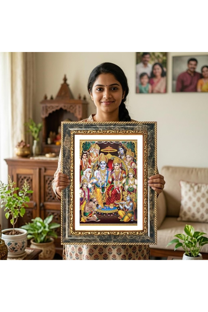 Ram Darbar Decorative Photo Frame With White Mount | Premium Wall & Tabletop Picture Frame | Home, Office & Temple Decoration | 8x12 Inch (Pack Of 1) (F33116)