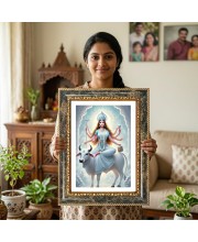 Mother Sri Sarada Goddess Decorative Photo Frame With White Mount | Premium Wall & Tabletop Picture Frame | Home, Office & Temple Decoration | 12x16 Inch (Pack Of 1) (F33163)