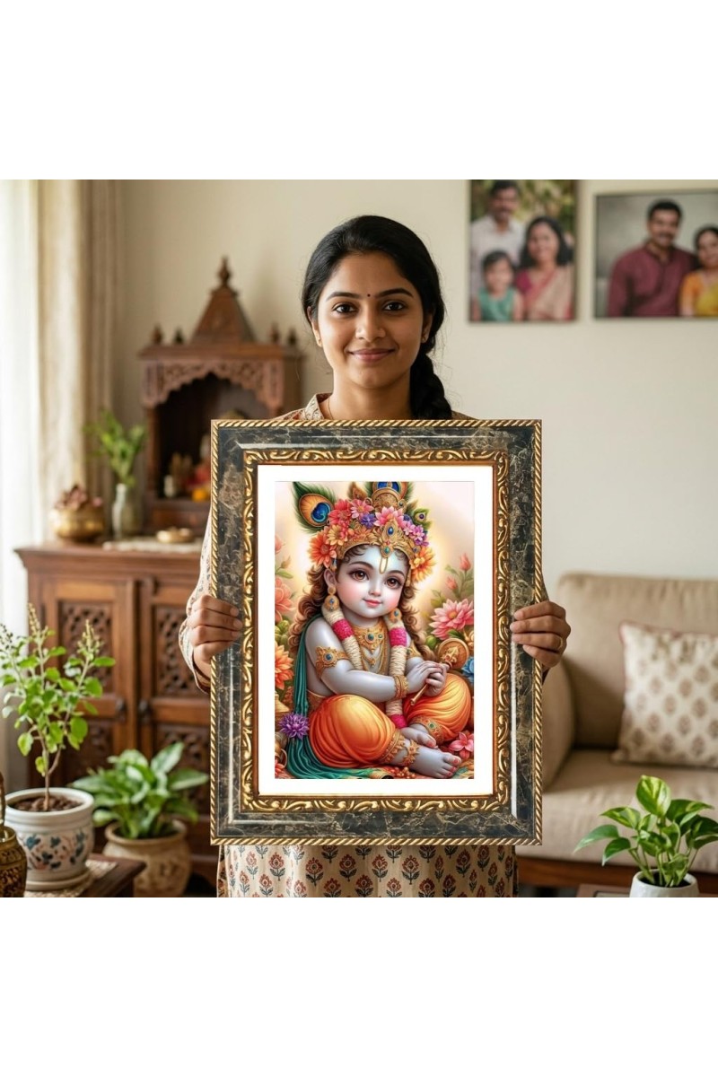 Sai Baba Decorative Photo Frame With White Mount | Premium Wall & Tabletop Picture Frame | Home, Office & Temple Decoration | 12x16 Inch (Pack Of 1) (F31269)