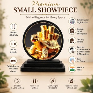 Car Dashboard Wooden Golden Tortoise Showpiece | 4 X 4.5 Inch Sublimation Printed Decorative Stand | 4 Mm MDF | Home Decor | Made in India (F33548) Car Dashboard Wooden Golden Tortoise Showpiece | 4 X 4.5 Inch Sublimation Printed Decorative Stand | 4 Mm MDF | Home Decor | Made in India (F33548)