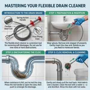 Drain Snake Clog Remover Tool | Flexible Grabber Pickup Cleaning Tool for Sink, Bathroom, Kitchen, Wash Basin & Pipe Drain Blockage Removal | Spring Wire Drain Cleaner (Pack of 1)