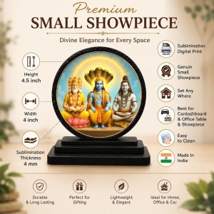 Car Dashboard Wooden Lord Brahma, Vishnu, Mahesh Showpiece | 4 X 4.5 Inch Sublimation Printed Decorative Stand | 4 Mm MDF | Home Decor | Made in India (F33611) Car Dashboard Wooden Lord Brahma, Vishnu, Mahesh Showpiece | 4 X 4.5 Inch Sublimation Printed Decorative Stand | 4 Mm MDF | Home Decor | Made in India (F33611)