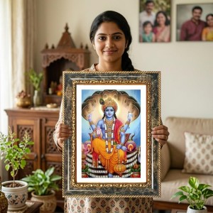 Vishnu Decorative Photo Frame With White Mount | Premium Wall & Tabletop Picture Frame | Home, Office & Temple Decoration | 8x12 Inch (Pack Of 1) (F32597) Vishnu Decorative Photo Frame With White Mount | Premium Wall & Tabletop Picture Frame | Home, Office & Temple Decoration | 8x12 Inch (Pack Of 1) (F32597)