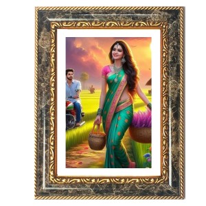 Woman With Bicycle Decorative Photo Frame With White Mount | Premium Wall & Tabletop Picture Frame | Home, Office & Temple Decoration | 8x12 Inch (Pack Of 1) (F31141) Woman With Bicycle Decorative Photo Frame With White Mount | Premium Wall & Tabletop Picture Frame | Home, Office & Temple Decoration | 8x12 Inch (Pack Of 1) (F31141)