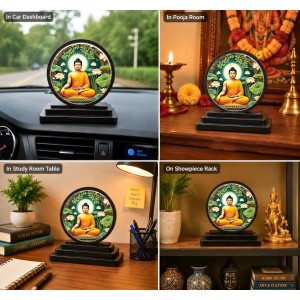 Car Dashboard Wooden Gautam Buddha Showpiece | 4 X 4.5 Inch Sublimation Printed Decorative Stand | 4 Mm MDF | Home Decor | Made in India (F33555) Car Dashboard Wooden Gautam Buddha Showpiece | 4 X 4.5 Inch Sublimation Printed Decorative Stand | 4 Mm MDF | Home Decor | Made in India (F33555)