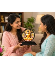 Car Dashboard Wooden Gautam Buddha Showpiece | 4 X 4.5 Inch Sublimation Printed Decorative Stand | 4 Mm MDF | Home Decor | Made in India (F33245)