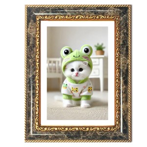 White Kitten Decorative Photo Frame With White Mount | Premium Wall & Tabletop Picture Frame | Home, Office & Temple Decoration | 10x14 Inch (Pack Of 1) (F32647)